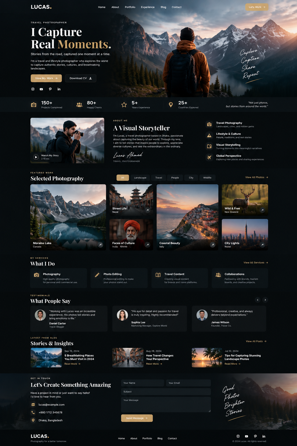 Cinematic Photographer sample website